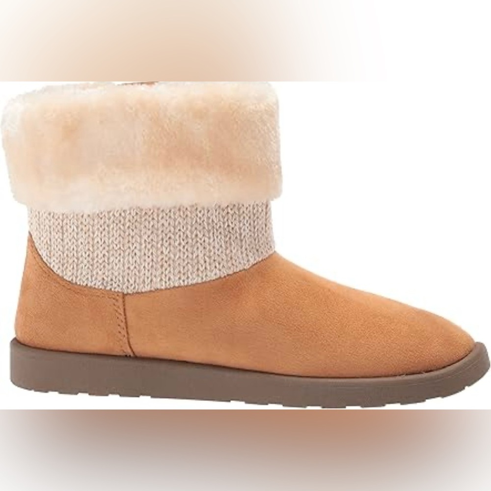 Life Stride Tan casual Ankle snow winters Boots with Cream Accents size 7 - Picture 4 of 13